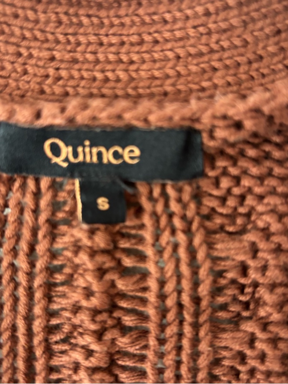 Quince Women's 100% Organic Cotton Oversized Cable Cardigan Small Redwood Brown - Picture 3 of 10